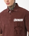 Shop Men's Chocolate Brown Iron Man Graphic Printed Oversized Acid Wash Polo T-shirt