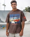 Shop Men's Chocolate Brown Krypto Graphic Printed Oversized T-shirt-Front