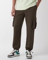 Shop Men's Chocolate Brown Oversized Cargo Joggers-Front