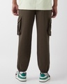 Shop Men's Chocolate Brown Oversized Cargo Joggers-Full