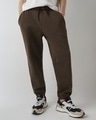 Shop Men's Chocolate Brown Oversized Joggers-Front