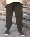 Shop Men's Chocolate Brown Oversized Plus Size Cargo Jogger Pants-Front