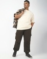 Shop Men's Chocolate Brown Oversized Plus Size Cargo Jogger Pants-Full