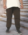 Shop Men's Chocolate Brown Oversized Plus Size Cargo Jogger Pants-Front
