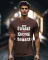 Shop Men's Chocolate Brown Swagat Typography T-shirt-Front