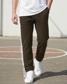 Shop Men's Chocolate Brown Textured Joggers-Front
