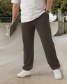 Shop Men's Chocolate Brown Textured Oversized Plus Size Parachute Pants-Front