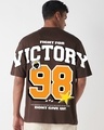 Shop Men's Chocolate Brown Victory Varsity Typography Oversized T-shirt-Front