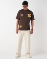 Shop Men's Chocolate Brown Victory Varsity Typography Oversized T-shirt