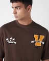 Shop Men's Chocolate Brown Victory Varsity Typography Oversized T-shirt