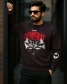 Shop Men's Chocolate Tarte Brown Demo Bat Graphic Printed Oversized Sweatshirt-Front