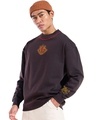 Shop Men's Chocolate Tarte Brown Hellfire Club Graphic Printed Oversized Sweatshirt-Full