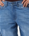 Shop Men's Blue Washed Baggy Fit Cargo Shorts