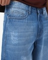 Shop Men's Blue Washed Baggy Fit Cargo Shorts