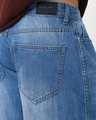Shop Men's Blue Washed Baggy Fit Cargo Shorts