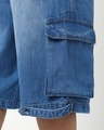 Shop Men's Blue Washed Baggy Fit Cargo Shorts