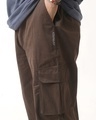Shop Men's Coffee Brown Loose Comfort Fit Cargo Parachute Pants