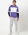Shop Men's Purple & White Color Block Hoodie-Full