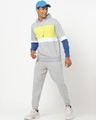 Shop Men's Grey & Yellow Color Block Hoodie-Front