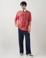 Shop Men's Coral Pink Live As One Graphic Printed Oversized T-shirt