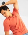 Shop Men's Coral Red Slim Fit Polo T-shirt-Full