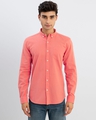 Shop Men's Coral Red Slim Fit Shirt-Front