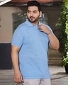 Shop Men's Cornflower Blue Textured Oversized Plus Size Polo T-Shirt-Design