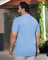 Shop Men's Cornflower Blue Textured Oversized Plus Size Polo T-Shirt-Full