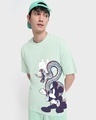 Shop Men's Green Snakest Yle Graphic Printed Oversized T-shirt-Front
