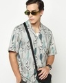 Shop Men's White All Over Leaf Printed Oversized Shirt-Front