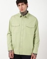 Shop Men's Light Sage Green Oversized Cargo Shirt-Front