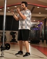 Shop Men's Cream Checked Oversized Plus Size T-shirt-Full