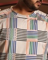 Shop Men's Cream Checked Oversized Plus Size T-shirt