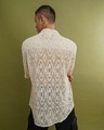 Shop Men's Cream Oversized Crochet Shirt-Design