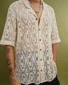 Shop Men's Cream Oversized Crochet Shirt