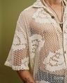 Shop Men's Cream Oversized Crochet Shirt