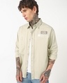 Shop Men's Cream Typography Oversized Shirt-Front