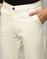 Shop Men's Cream Slim Fit Trousers-Full