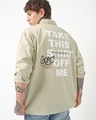 Shop Men's Cream Typography Oversized Shirt-Front