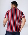 Shop Men's Crimson Red & Navy Blue Striped Oversized Plus Size Shirt-Design