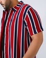 Shop Men's Crimson Red & Navy Blue Striped Oversized Plus Size Shirt