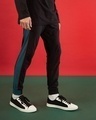 Shop Men's Black & Blue Color Block Joggers-Front