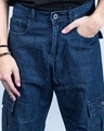 Shop Men's Dark Blue Baggy Fit Cargo Jeans