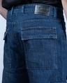 Shop Men's Dark Blue Baggy Fit Cargo Jeans