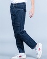 Shop Men's Dark Blue Baggy Fit Cargo Jeans-Design