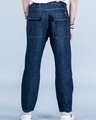 Shop Men's Dark Blue Baggy Fit Cargo Jeans-Full