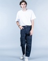 Shop Men's Dark Blue Baggy Fit Cargo Jeans