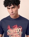 Shop Men's Dark Blue Bravery Graphic Printed T-shirt