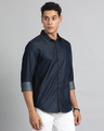 Shop Men's Dark Blue Denim Shirt-Design