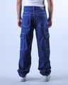 Shop Men's Dark Blue Relaxed Fit Cargo Jeans-Design